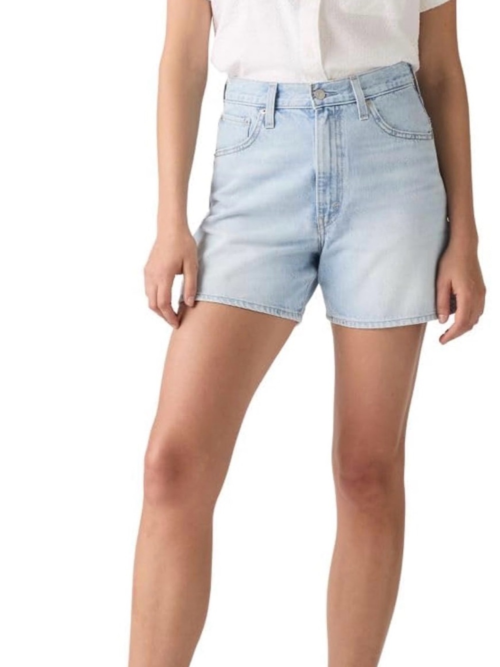 Levi's Abraided Art Cinch Mid Thigh Denim Shorts